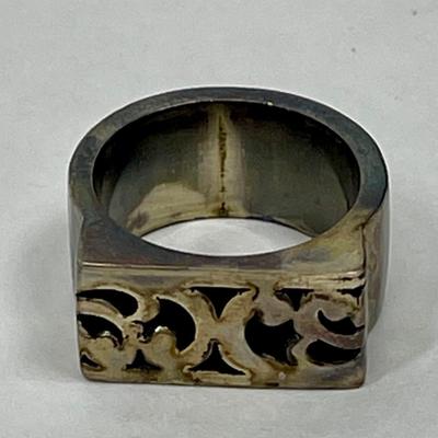Thick Band Men's Sterling Silver Ring Vintage from Indonesia