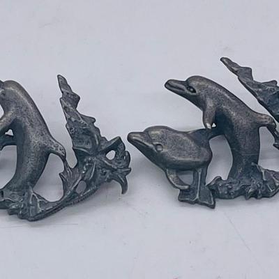 2 Leaping Dolphin Metal Pins without backings