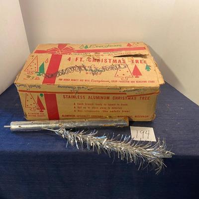 Vintage 4â€™ Stainless Aluminum Christmas Tree