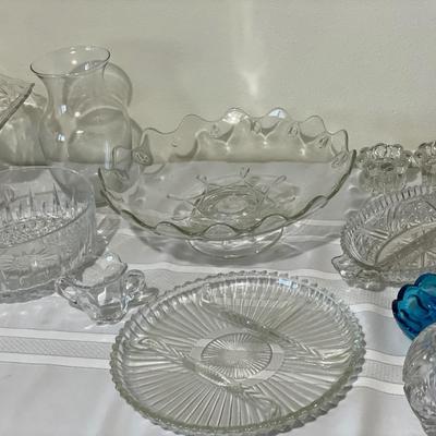 Clear glass and blue bowl