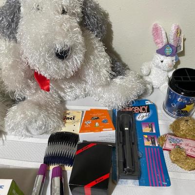 Kids items including headphones, curling irons and stuffed animals