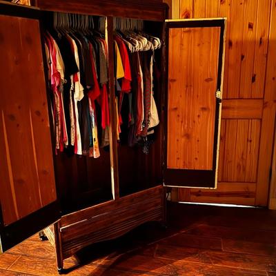 Beautiful mirrored wood armoire / wardrobe