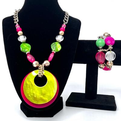 Mardi Gras Necklace and Bracelet Set
