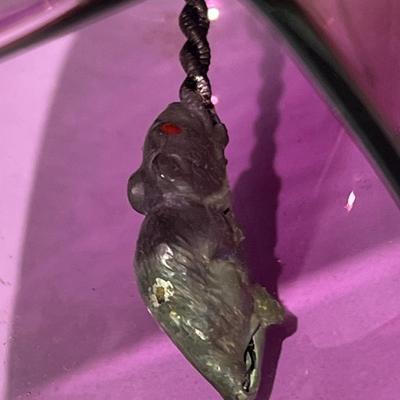 Victorian Very Scarce Amethyst Glass Table Bell w/Cold Painted Cat & Mouse c1890's 4" Tall in VG Condition.