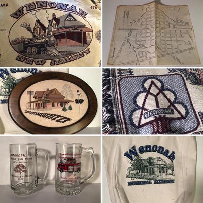 LOT 262F: Local Interest Wenonah, NJ Collection - Throw Blanket, Station Cross Stitch, Canvas Tote & More