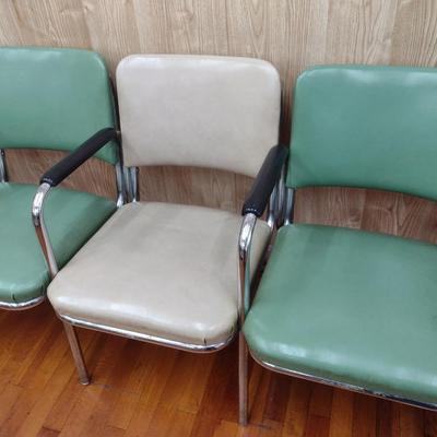 Vintage Connected Metal Frame Lobby Chairs- Bank of Seven