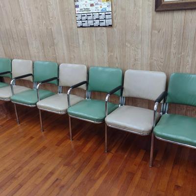 Vintage Connected Metal Frame Lobby Chairs- Bank of Seven