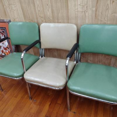 Vintage Connected Metal Frame Lobby Chairs- Bank of Seven