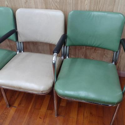 Vintage Connected Metal Frame Lobby Chairs- Bank of Seven