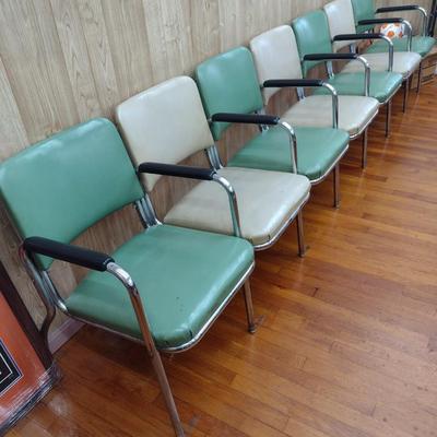 Vintage Connected Metal Frame Lobby Chairs- Bank of Seven