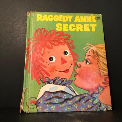 LOT 278F: Vintage Raggedy Ann Doll, Vintage Italian Raggedy Andy Coin Bank & 1959 Raggedy Ann's Secret Book