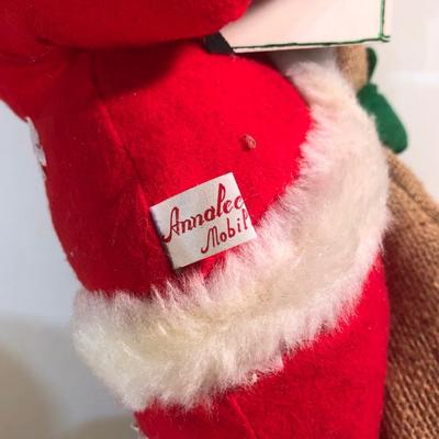 LOT 279B: Vintage Annalee Christmas Dolls - 1964 Santa w/ List & Toy Sack, Child on Sled, Reindeer, Snowman w/ Pipe, 1994 Santa w/ Lights