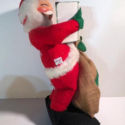 LOT 279B: Vintage Annalee Christmas Dolls - 1964 Santa w/ List & Toy Sack, Child on Sled, Reindeer, Snowman w/ Pipe, 1994 Santa w/ Lights