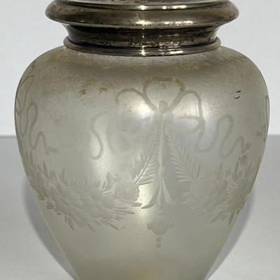 Antique Iridescent Steuben/Hawkes Verre De Soie Cosmetic Jar 4-3/4" Tall w/Monogrammed Silver Lid as Pictured. (No Damage but May...