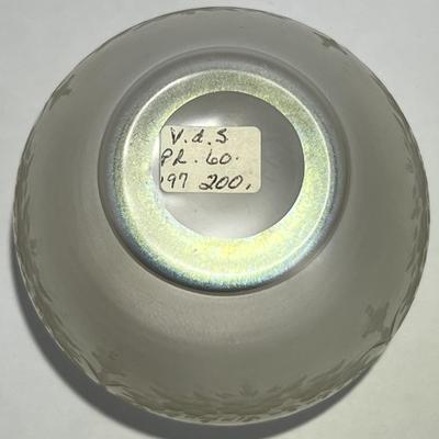 Antique Iridescent Steuben/Hawkes Verre De Soie Cosmetic Jar 4-3/4" Tall w/Monogrammed Silver Lid as Pictured. (No Damage but May...