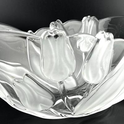 Vintage Mikasa Nadine Crystal Frosted Oval Tulip Bowl