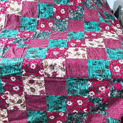 Vintage Hand Made Patchwork Christmas Quilt