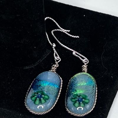 Floral Resin Pendant with Matching Earrings