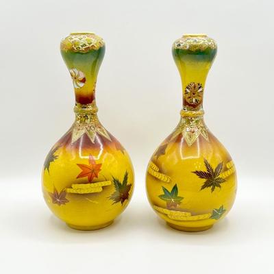Pair (2) Ceramic Embellished Vases