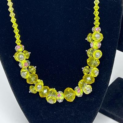 Yellow Floral Beaded Necklace and Bracelet