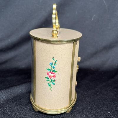 Fancy Swiss 7 jewel enameled alarm clock