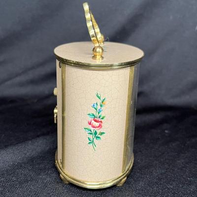 Fancy Swiss 7 jewel enameled alarm clock
