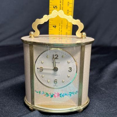 Fancy Swiss 7 jewel enameled alarm clock