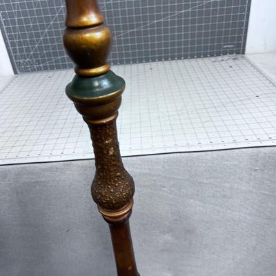 Antique Wood and Cast Brass Floor Lamp 