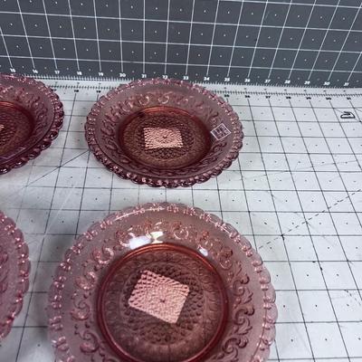 (5) Pink Swirl Canape Plate 