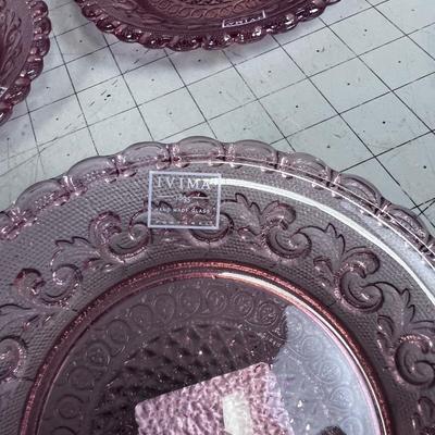 (5) Pink Swirl Canape Plate 