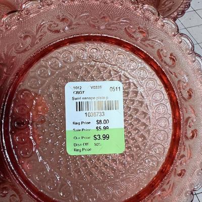 (5) Pink Swirl Canape Plate 