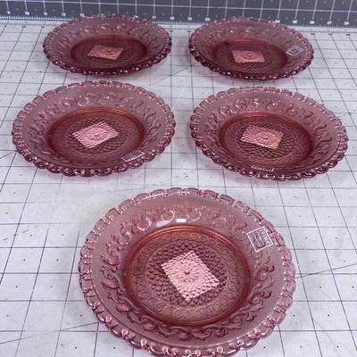 (5) Pink Swirl Canape Plate 