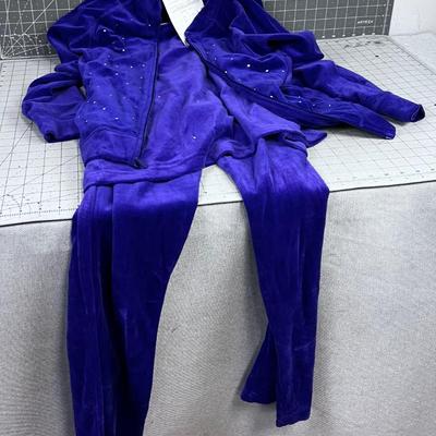 Quacker Factory Women's Velour PURPLE Set; Top, Jacket and Pants