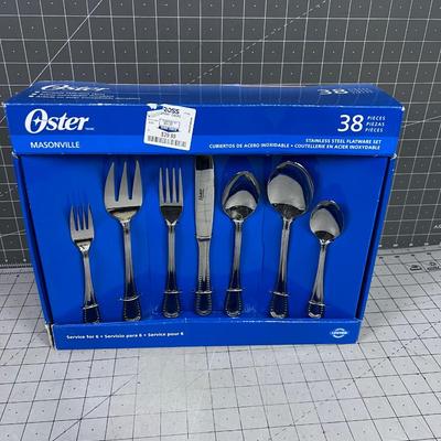 OSTER MASONVILLE NEW 38 Piece Stainless Steel Flatware Set NEW 