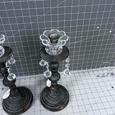 Glass Dangly Resin Candle Sticks