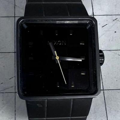 Nixon "The Quattro" Full Throttle Graphite Square Face Watch 