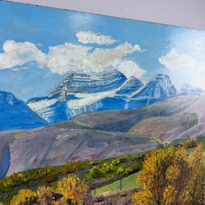 Original Oil Painting On Board by Artist BECKSTEAD Dated 1968 Mountains & Stream