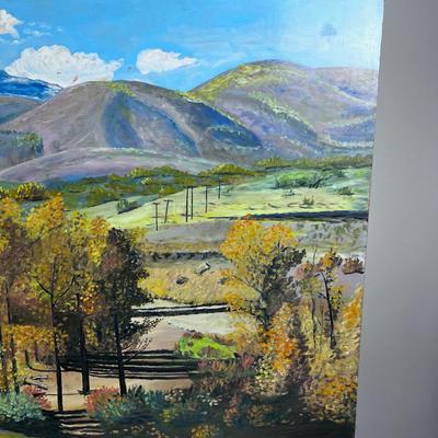 Original Oil Painting On Board by Artist BECKSTEAD Dated 1968 Mountains & Stream