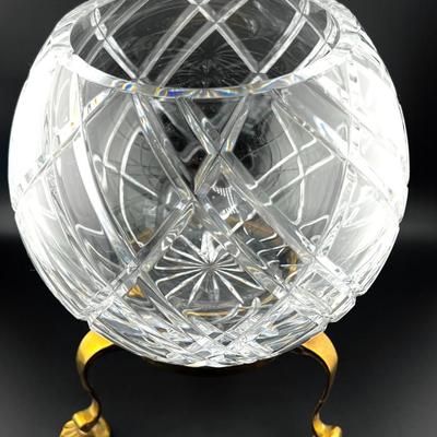 Crystal Sphere Bowl on Brass Stand
