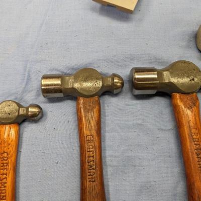 Set of 5 Vintage Craftsman Ball Pein Hammers
