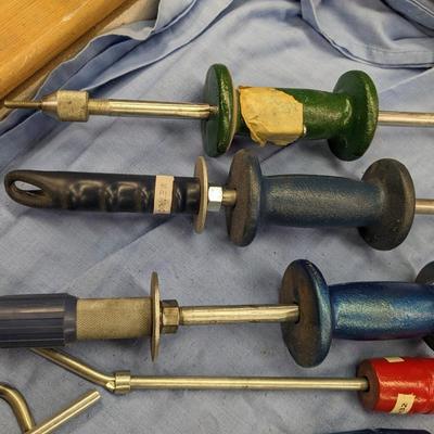 Collection of 8 Various Sized Slide Hammers
