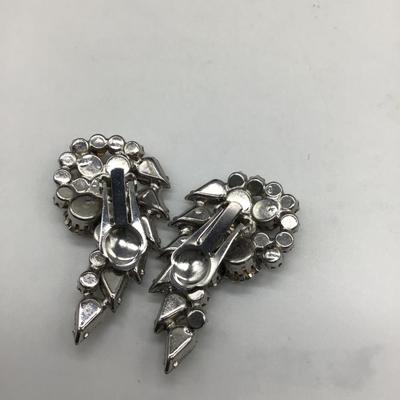 Large Vintage Rhinestone clip on Earrings