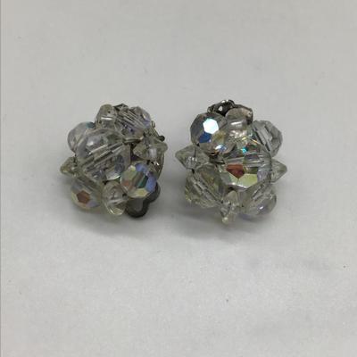 Vintage glass crystal clip on Earrings