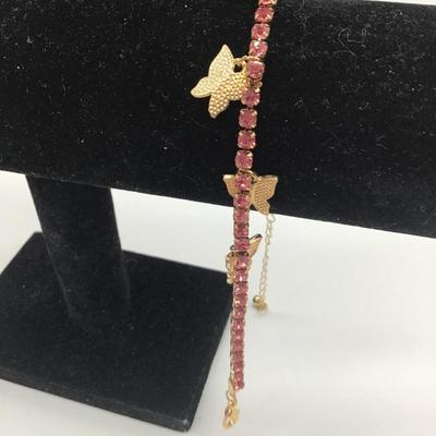 Pink with gold butterflies bracelet