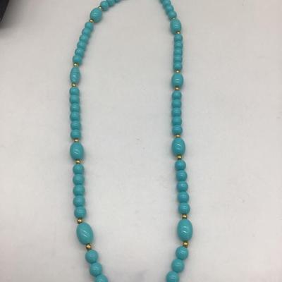 Light blue antique beaded necklace