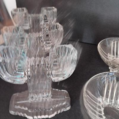 Vintage glassware - 5 bowls and 8 candle stick holders