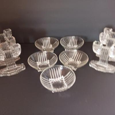 Vintage glassware - 5 bowls and 8 candle stick holders