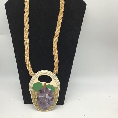 Vintage Mosaic grape design Necklace