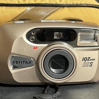 LOT 292: Collection of Film Cameras w/ Rechargeable Battery Charger - Pentax, Fuji & More