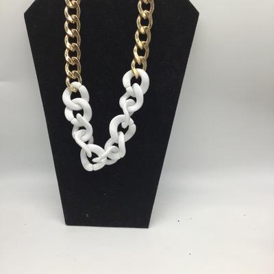 Gold toned with white chain necklace